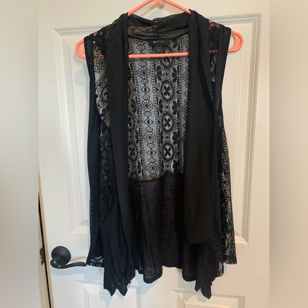 AB Studio Satin Lacey Cardigan Vest NWT